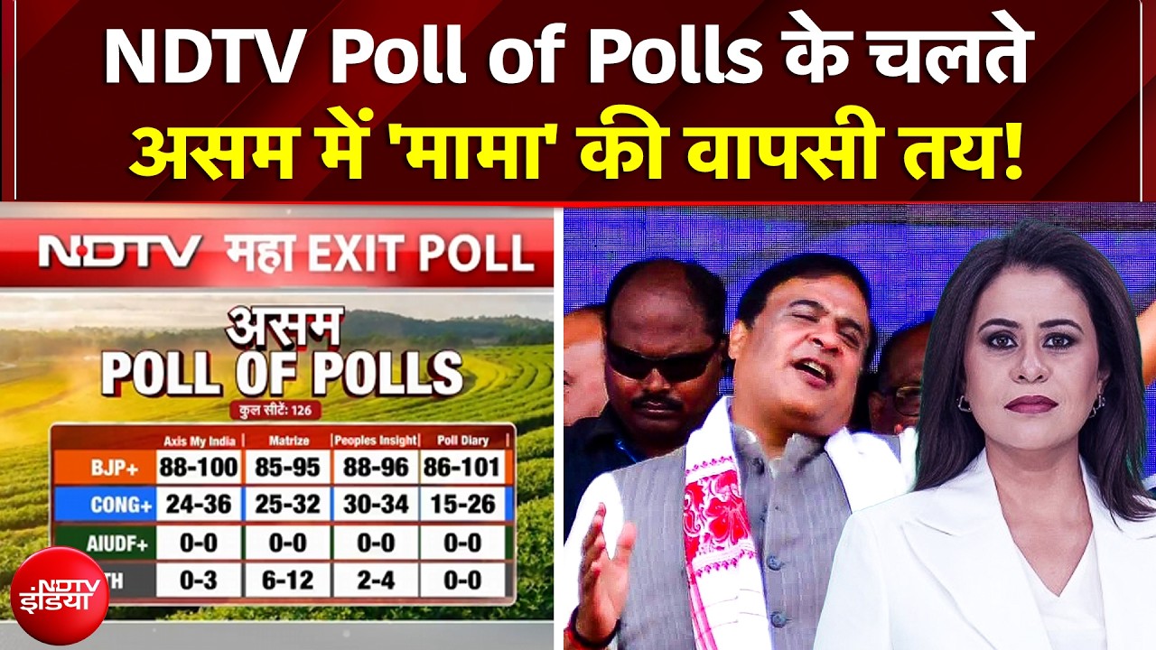 Assam Exit Polls 2026: NDTV Poll of Polls के चलते असम में ‘मामा’ की वापसी तय! | Himanta Biswa Sarma