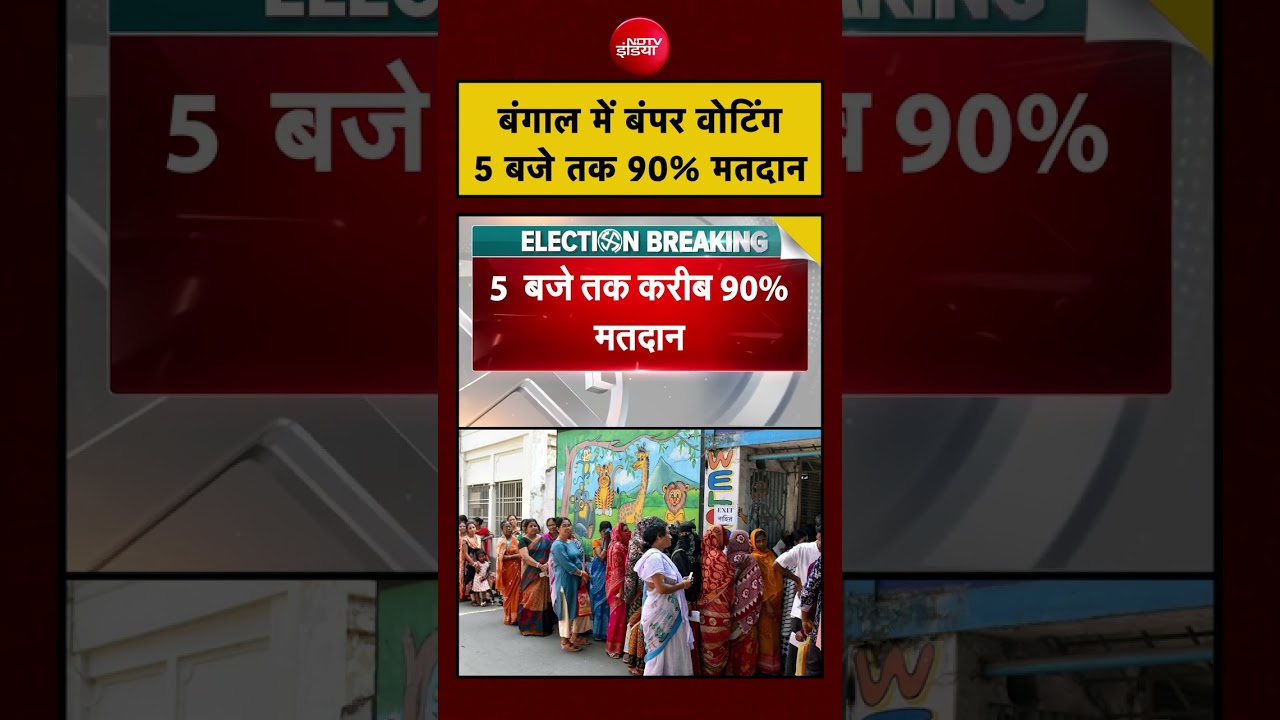 Bengal Election Voting: बंगाल में बंपर वोटिंग , 5 बजे तक 90% मतदान | #short #bengalvoting