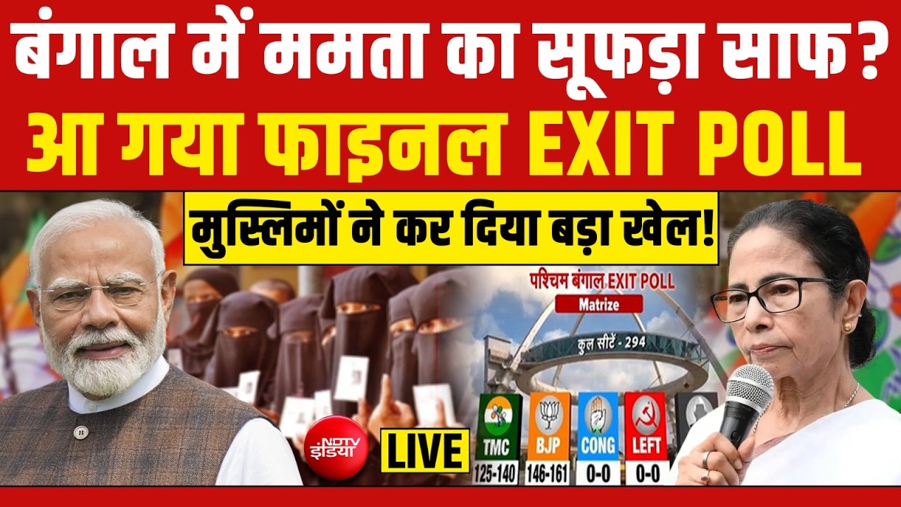 Bengal Exit Polls 2026 LIVE : बंगाल का सबसे सटीक EXIT POLL | Tamil Nadu | Assam | Kerala | TMC | BJP