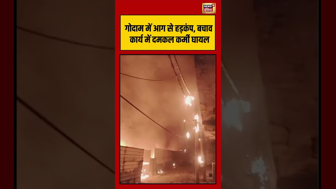 Delhi News: गोदाम में आग से हड़कंप, बचाव कार्य में दमकल कर्मी घायल | #viralnews #viralvideo #shorts