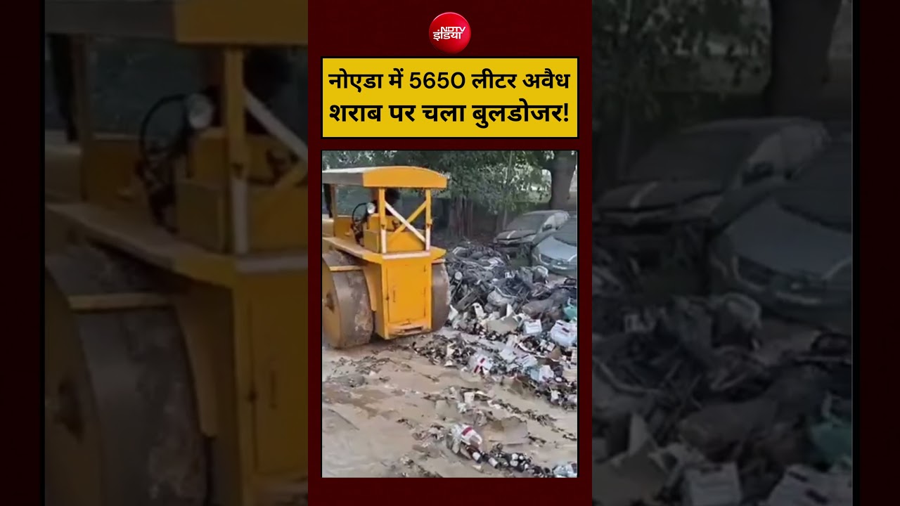 UP Breaking News: नोएडा में 5650 लीटर अवैध शराब पर चला बुलडोजर!#shorts #viralvideo