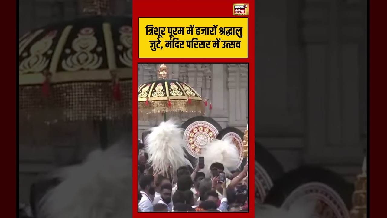 Viral Video: त्रिशूर पूरम में हजारों श्रद्धालु जुटे, मंदिर परिसर में उत्सव | #viralnews #shorts