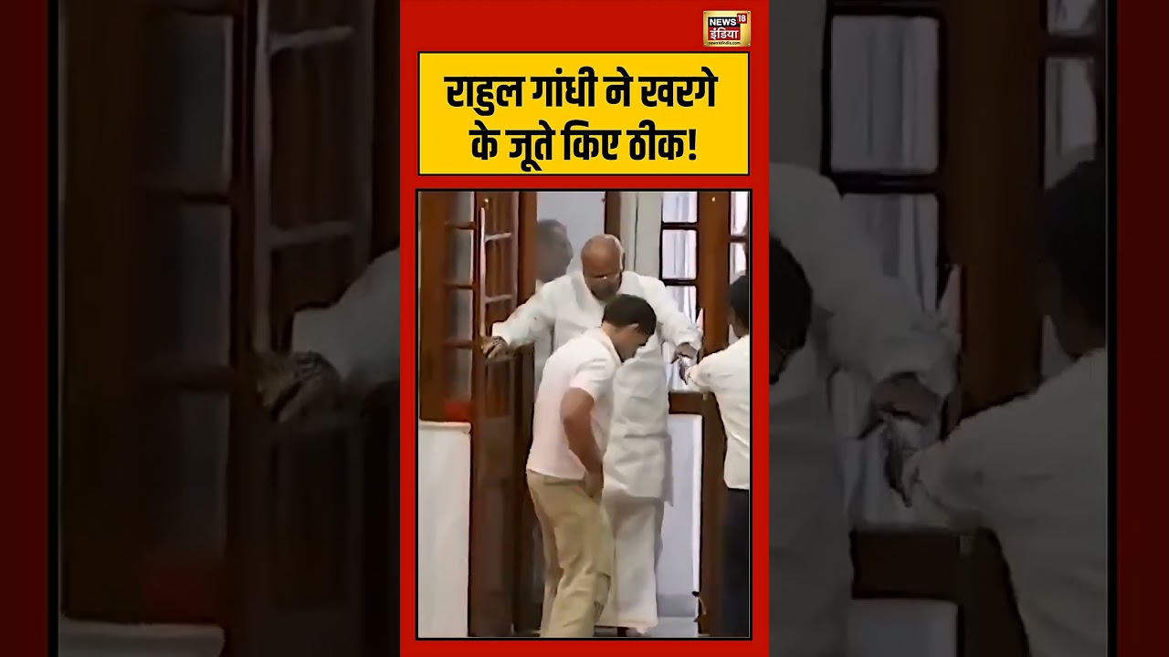 Rahul Gandhi fixed Kharge’s shoes! राहुल गांधी ने खरगे के जूते किए ठीक!   #rahulgandhi #shorts