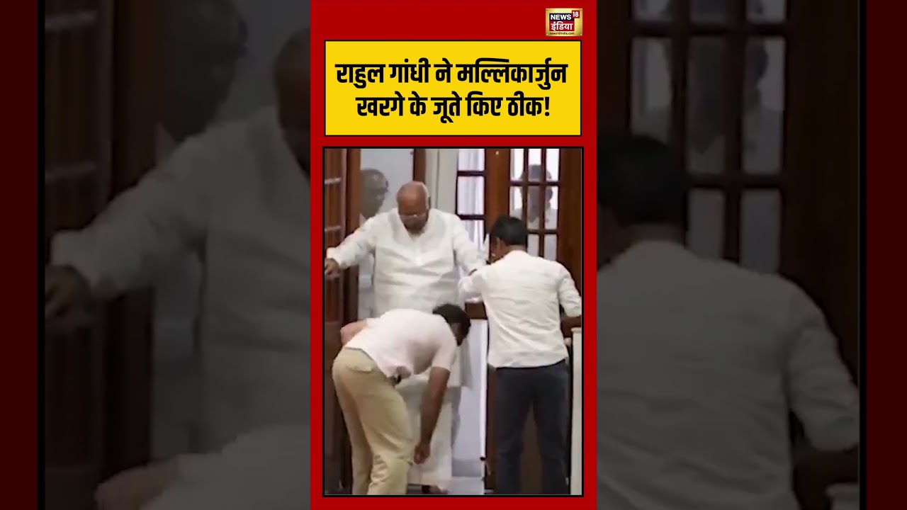 Rahul Gandhi fixed Kharges shoes राहुल गांधी ने मल्लिकार्जुन खरगे के जूते किए ठीक viralvideo 203388 ff9a8